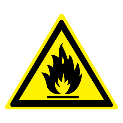 Знак пожароопасно. Легковоспламеняющиеся вещества