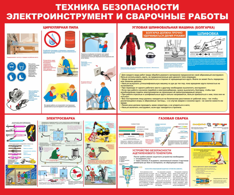 Стенд техника безопасности электроинструмент и сварочные работы