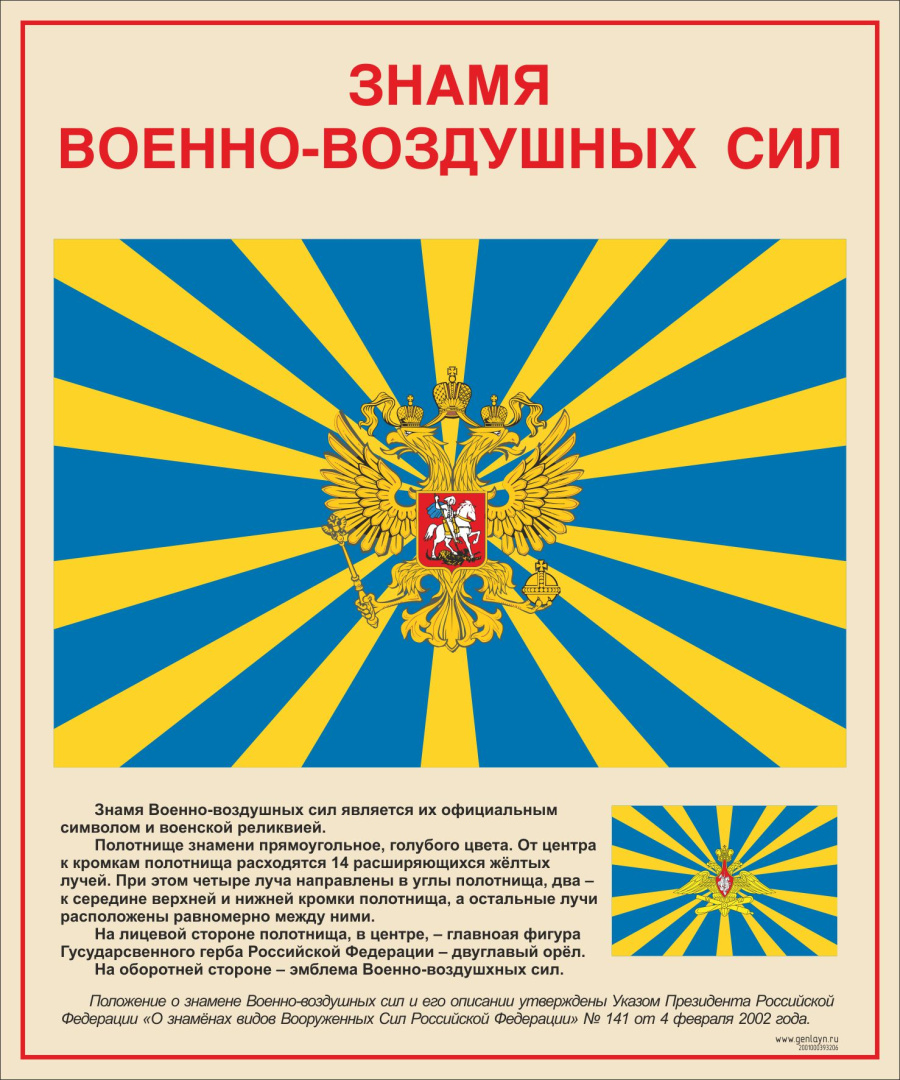 Стенд знамявоенно-воздушных сил РФ