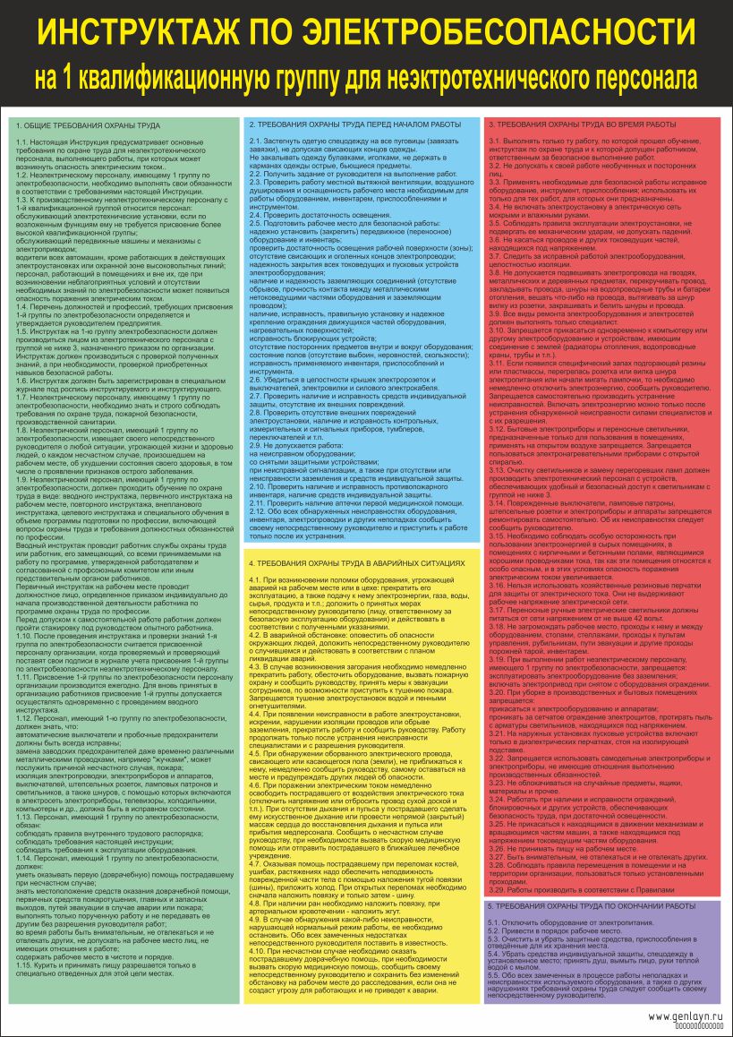 Плакат инструктаж по электробезопасности