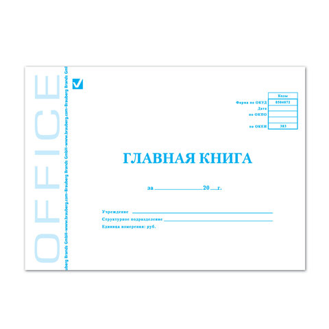 Книга бухгалтерская BRAUBERG "Главная книга", 48 л., А4, картон, блок офсет, 130075