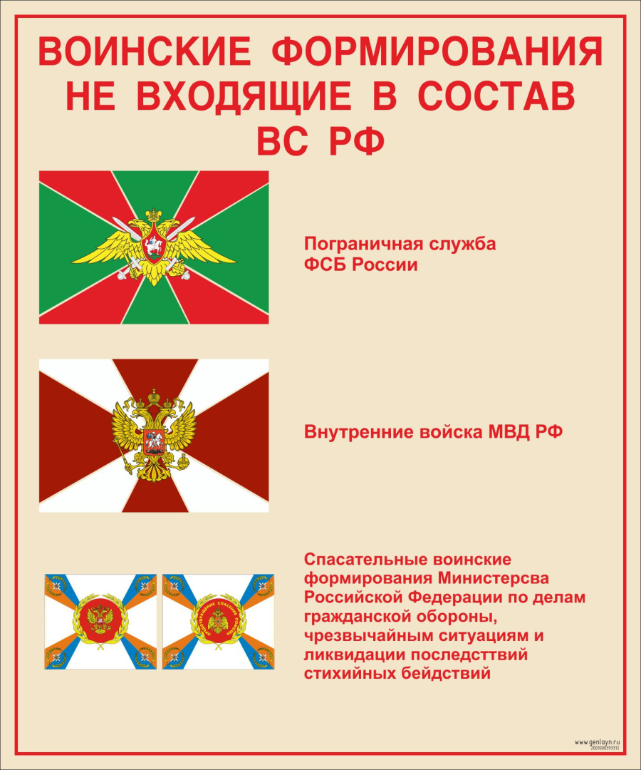 Стенд воинские формирования не входящие в состав ВС РФ