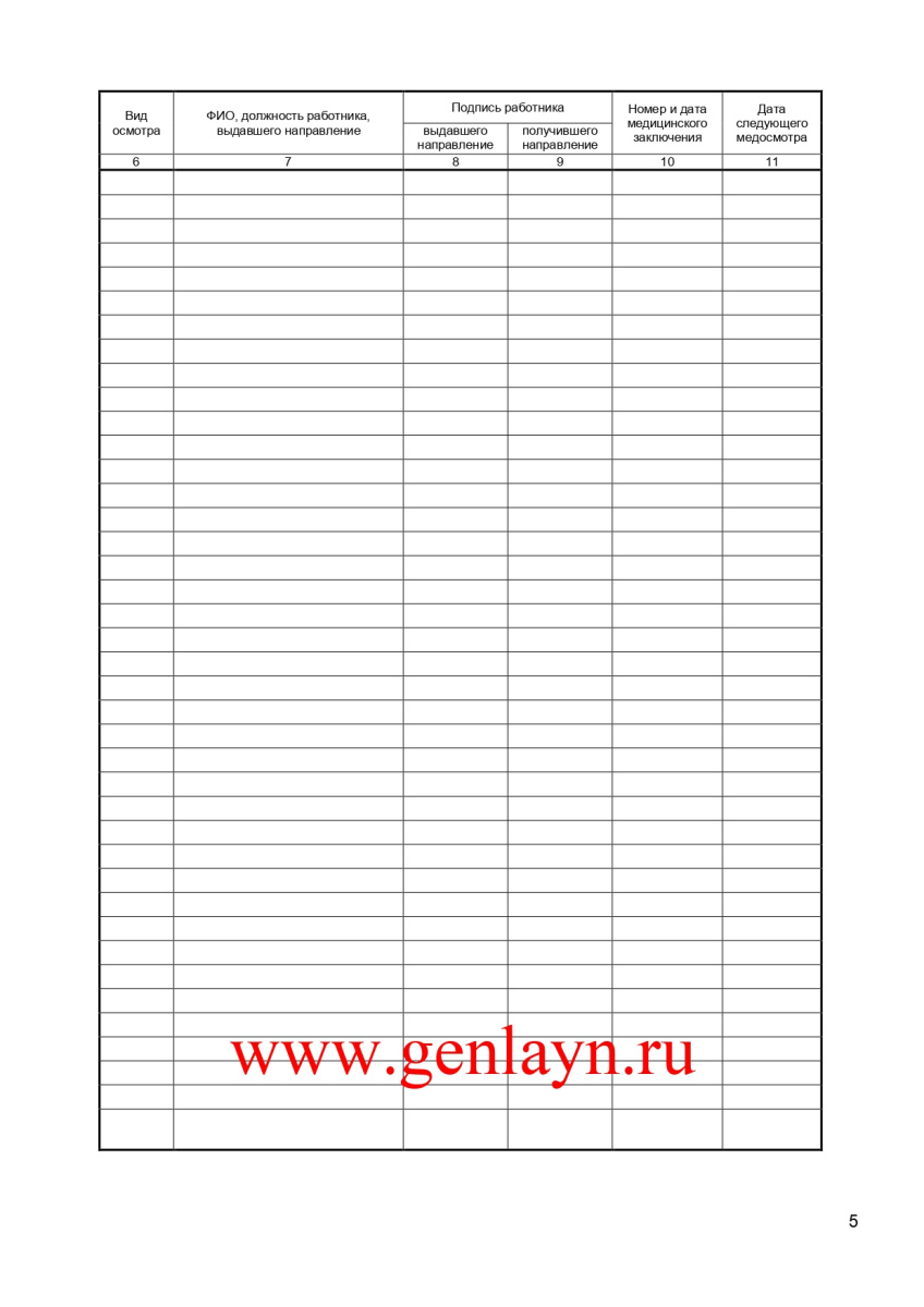 Журнал учета выдачи направлений на медицинский осмотр
