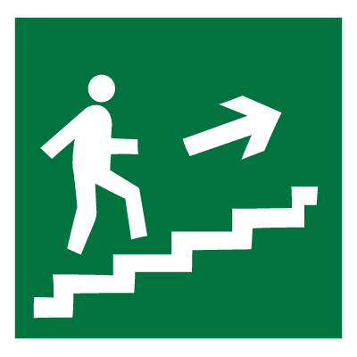 Знак направление к эвакуационному выходу по лестнице вверх