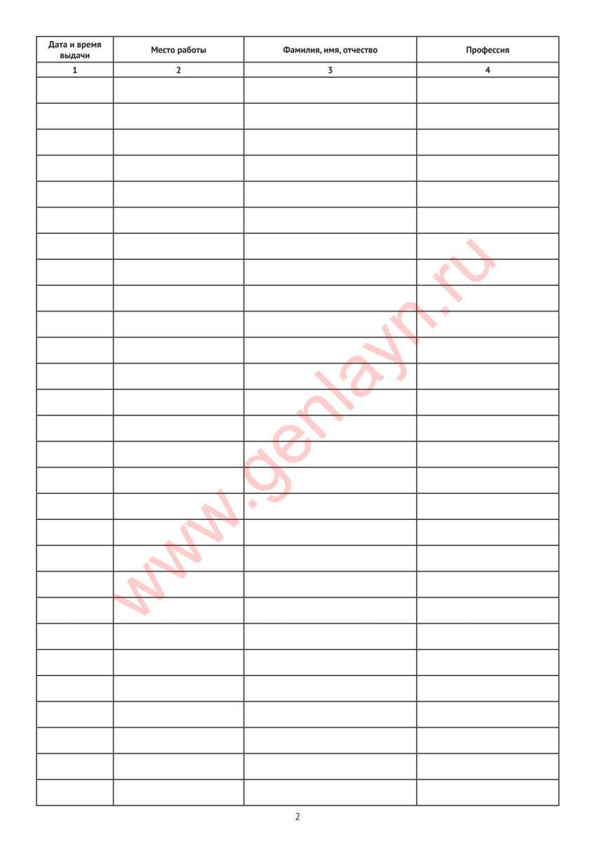 Журнал выдачи наряд-заданий (ПОТ Р О-14000-005-98)