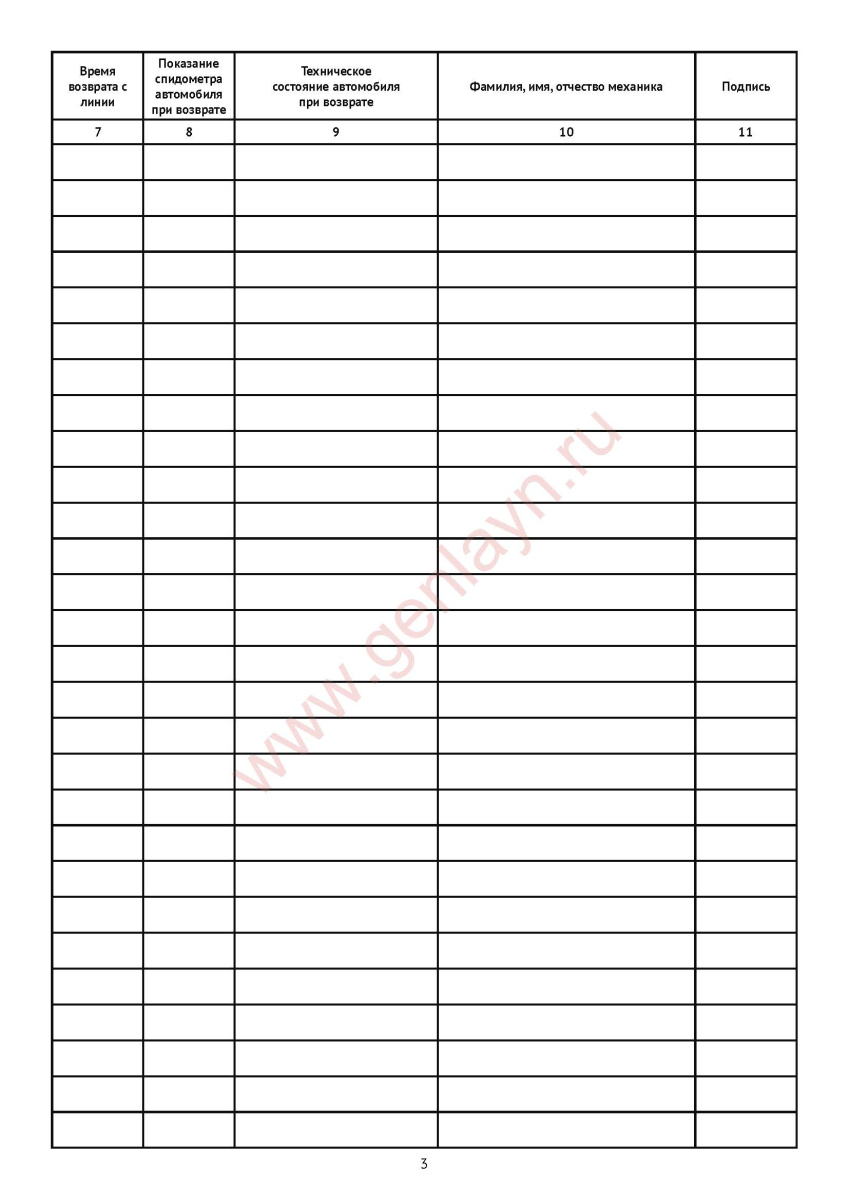 Журнал учета выхода автомобиля на линию и возврата с линии (Приказ 08.08.2018 №296) 