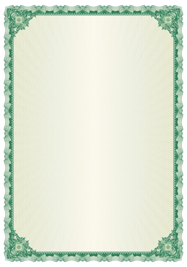 Бланк свидетельства - пустой (формат - А4)