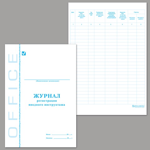 Книга BRAUBERG "Журнал регистрации вводного инструктажа", 48 л., А4, 198х278 мм, 130083