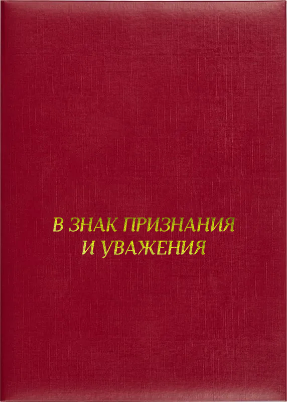 Папка адресная «В знак признания и уважения»