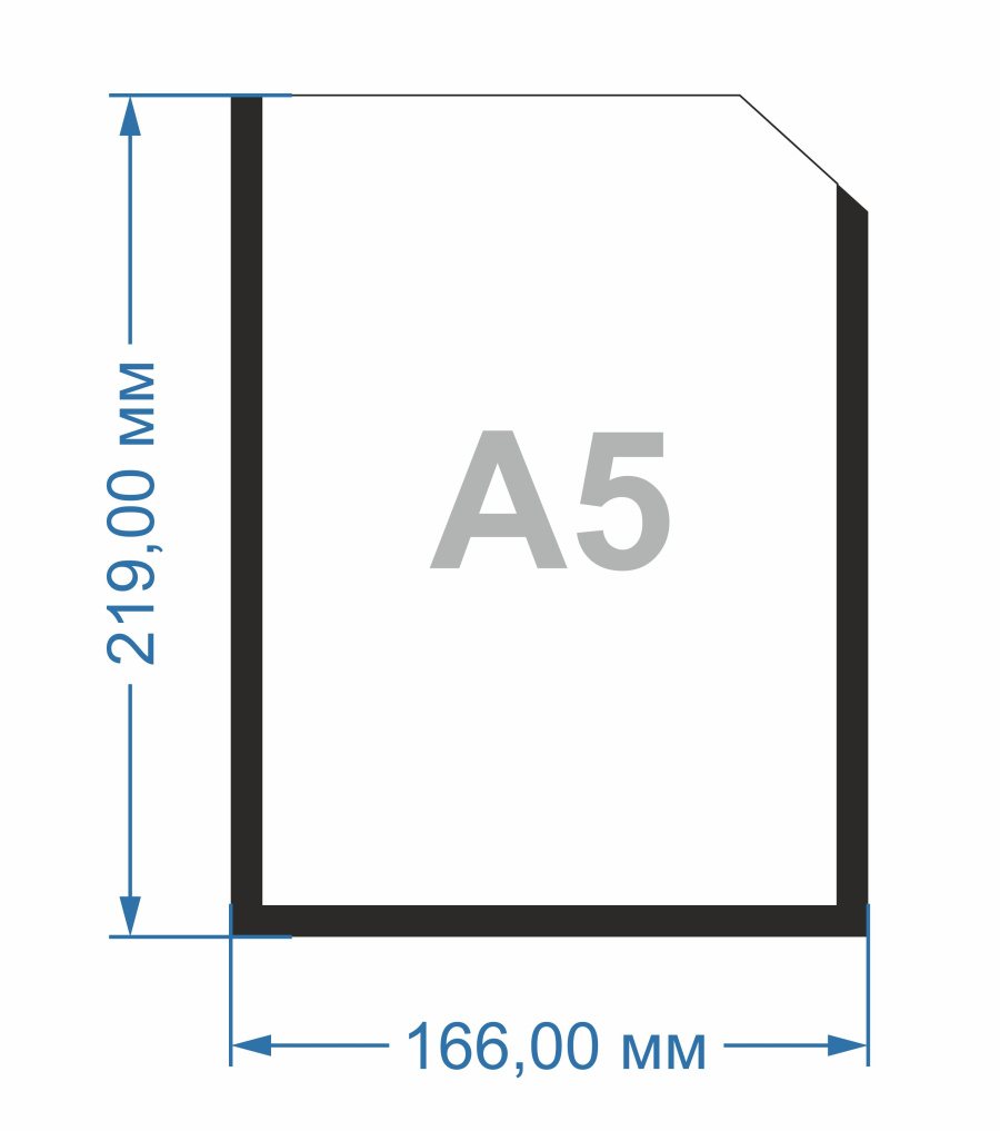 Карман для стенда черная рамка (формат А5, ПЭТ, вертикальный)