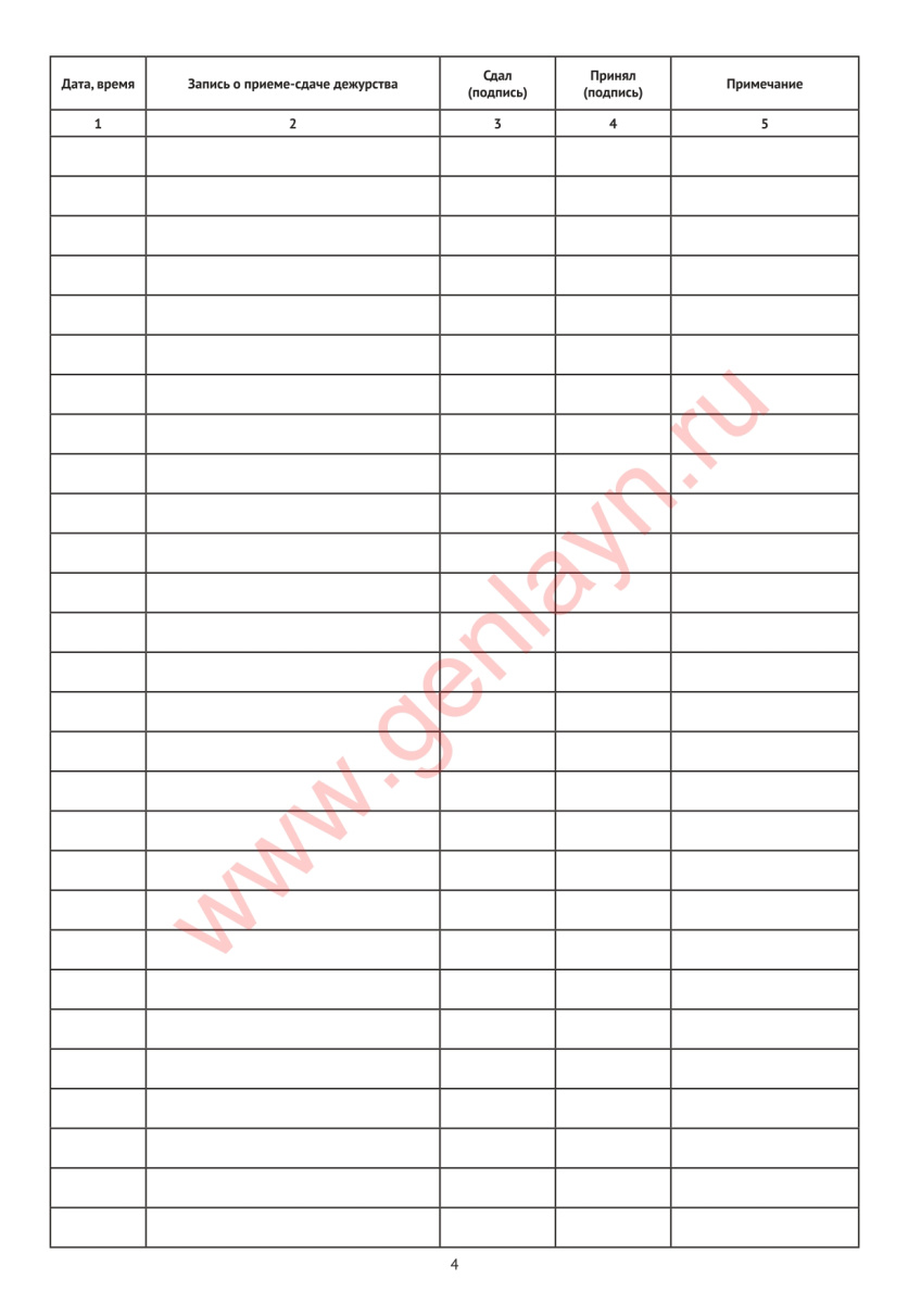 Книга приема и сдачи дежурств охранниками поста (Приказ МВД РФ от 12.04.99 N 288)