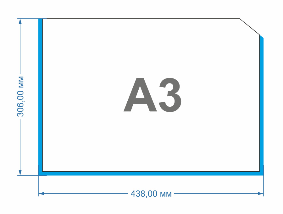 Карман для стенда синяя рамка (формат А3, ПЭТ, горизонтальный)