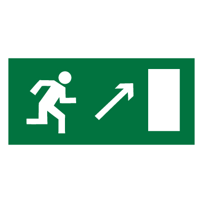 Знак направление к эвакуационному выходу направо вверх