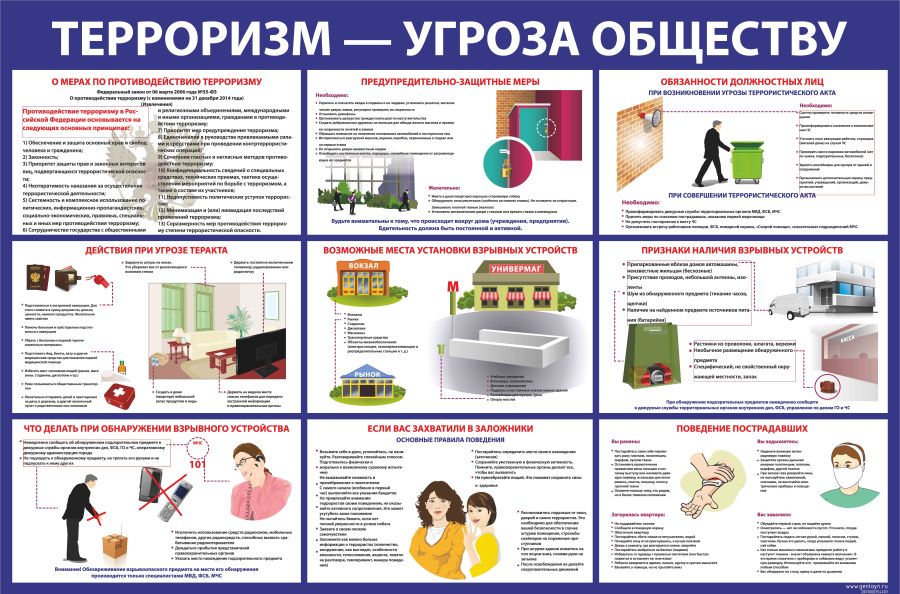 Стенд осторожно терроризм - цвет синий