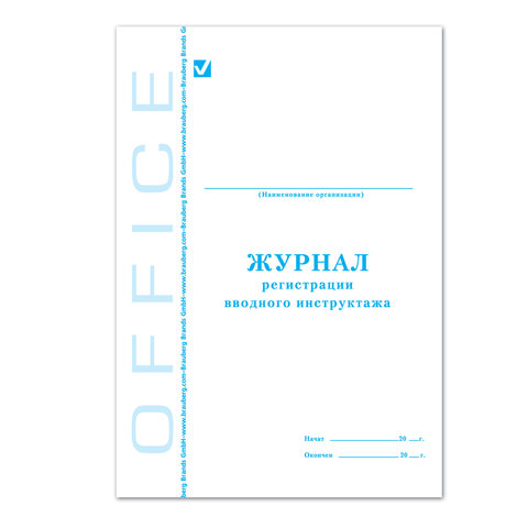 Книга BRAUBERG "Журнал регистрации вводного инструктажа", 48 л., А4, 198х278 мм, 130083