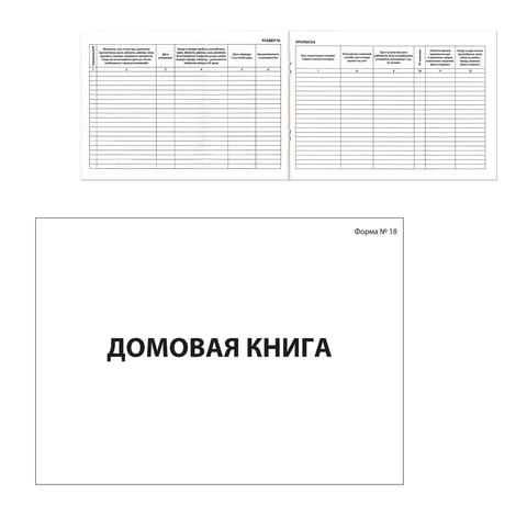 Книга "Домовая (поквартирная) книга" Форма №18, (80 л.), А4, 198х278 мм, BRAUBERG, картон, блок офсе