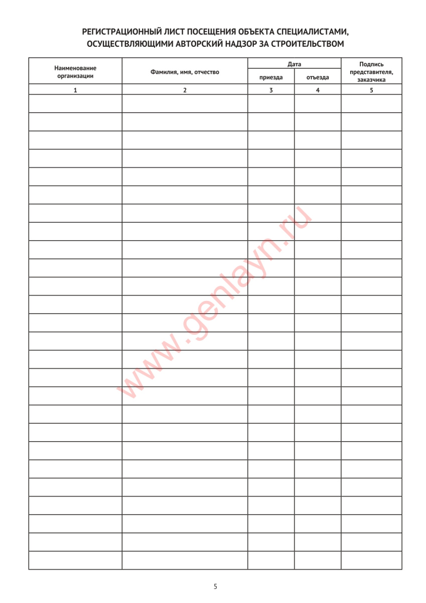 Журнал авторского надзора за строительством (СП 246.1325800.2016)