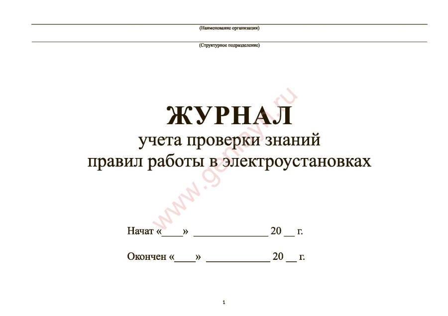 Журнал учета проверки знаний правил работы в электроустановках (Приложение 6 Приказ Минтруда РФ от 1