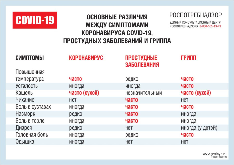 Плакат основные различия между симптомами