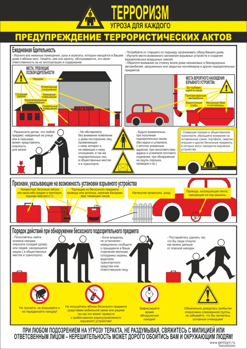 Плакат предупреждение террористических актов