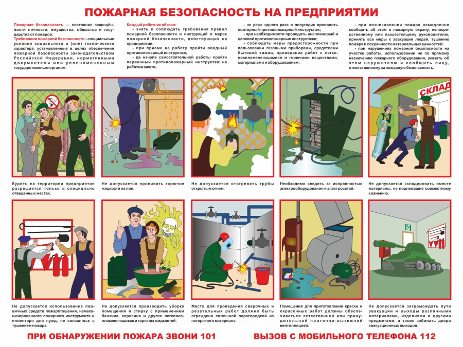 Стенд пожарная безопасность на предприятии