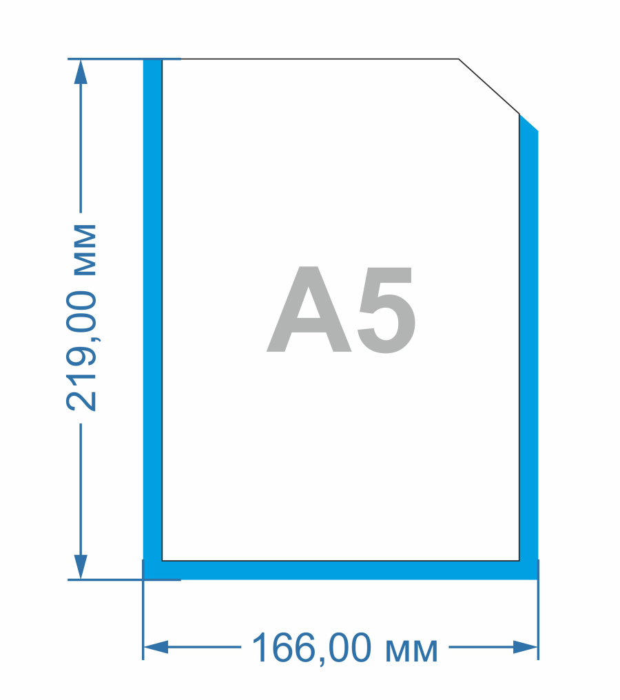 Карман для стенда синяя рамка (формат А5, ПЭТ, вертикальный)