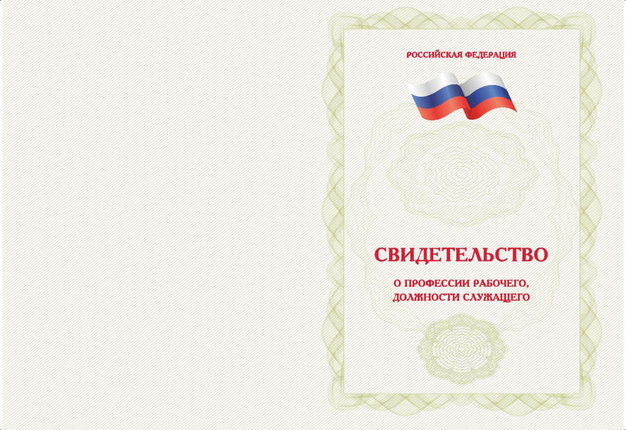 Бланк свидетельства о профессии рабочего, должности служащего, без обложки