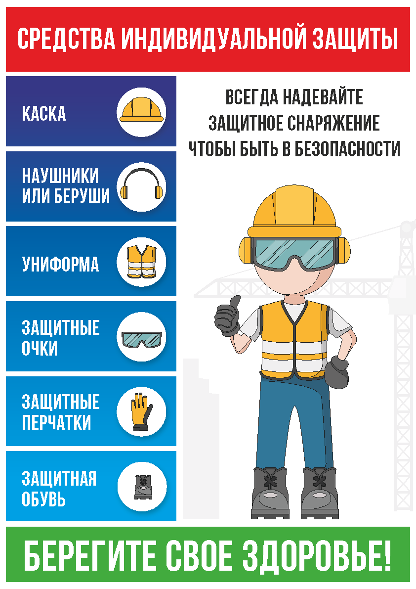 Плакат средства индивидуальной защиты (берегите здоровье)