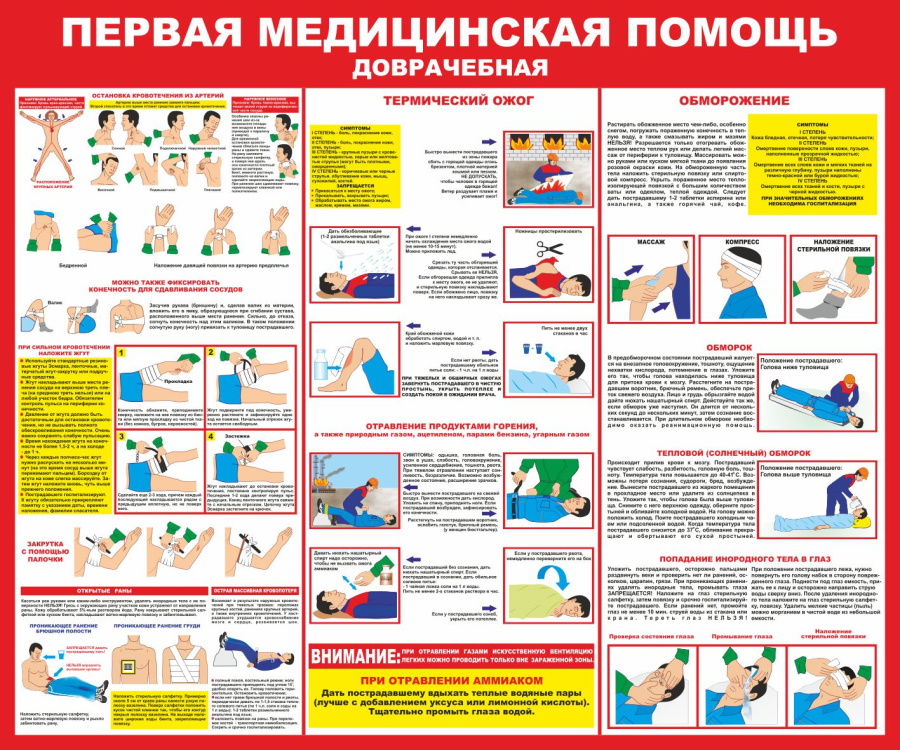 Стенд первая медицинская помощь