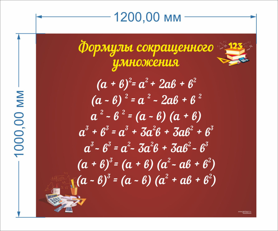 Стенд - формулы сокращенного умножения