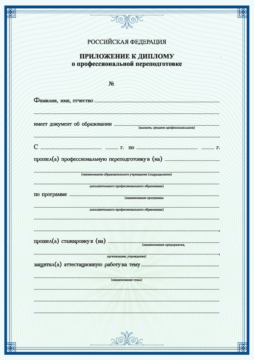 Приложение к диплому о профессиональной переподготовке