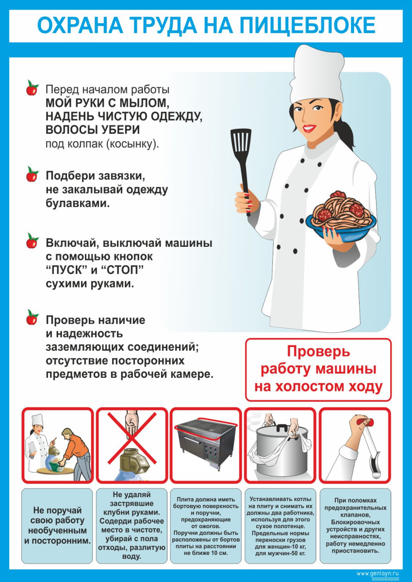 Плакат охрана труда на пищеблоке