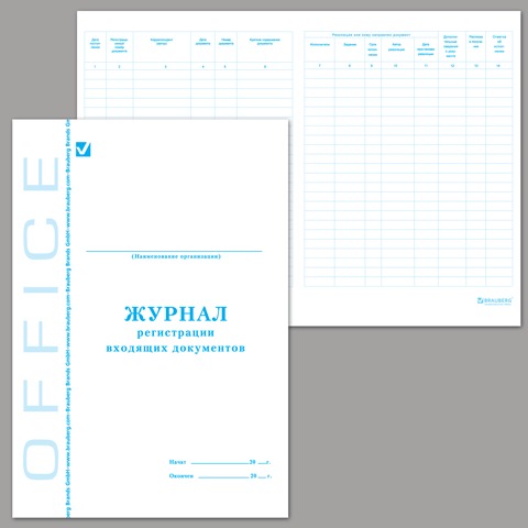 Книга BRAUBERG "Журнал регистрации входящих документов", 48 л., А4, 198х278 мм, 130084