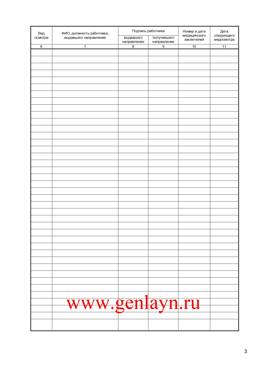 Журнал учета выдачи направлений на медицинский осмотр