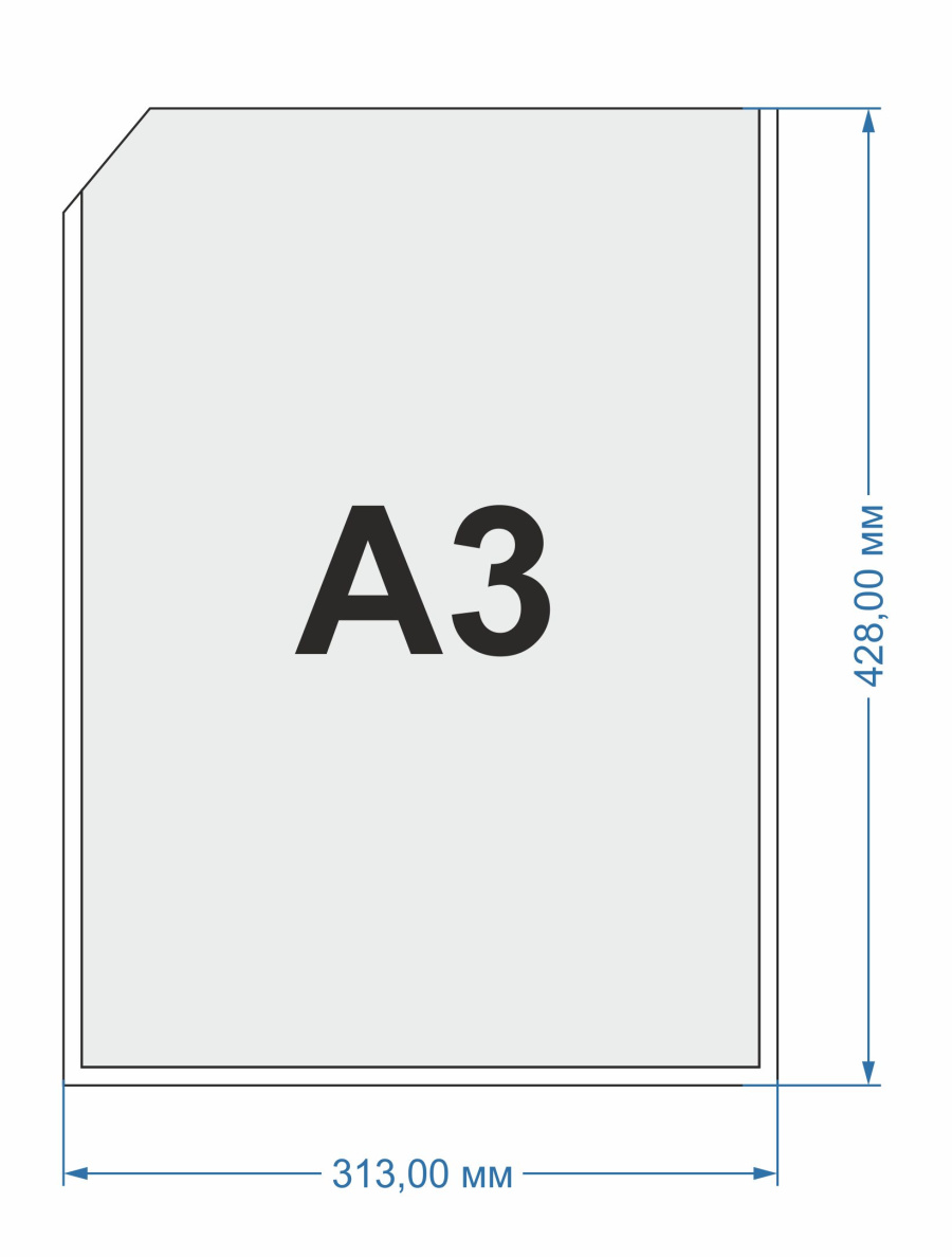 Карман для стенда белая рамка (формат А3, ПЭТ, вертикальный)